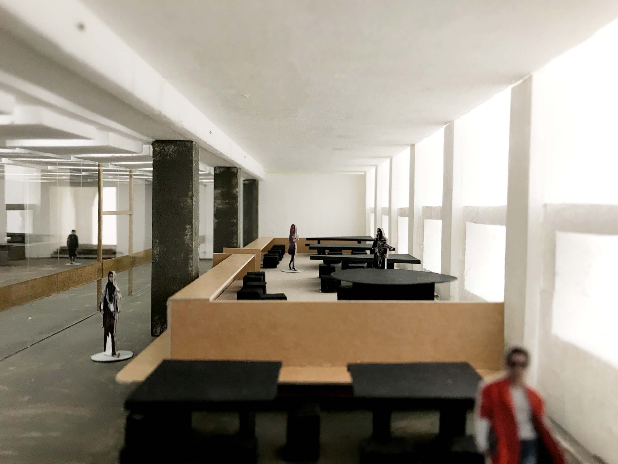 adalberthalle, eingang, foyer, hybride architektur, modell