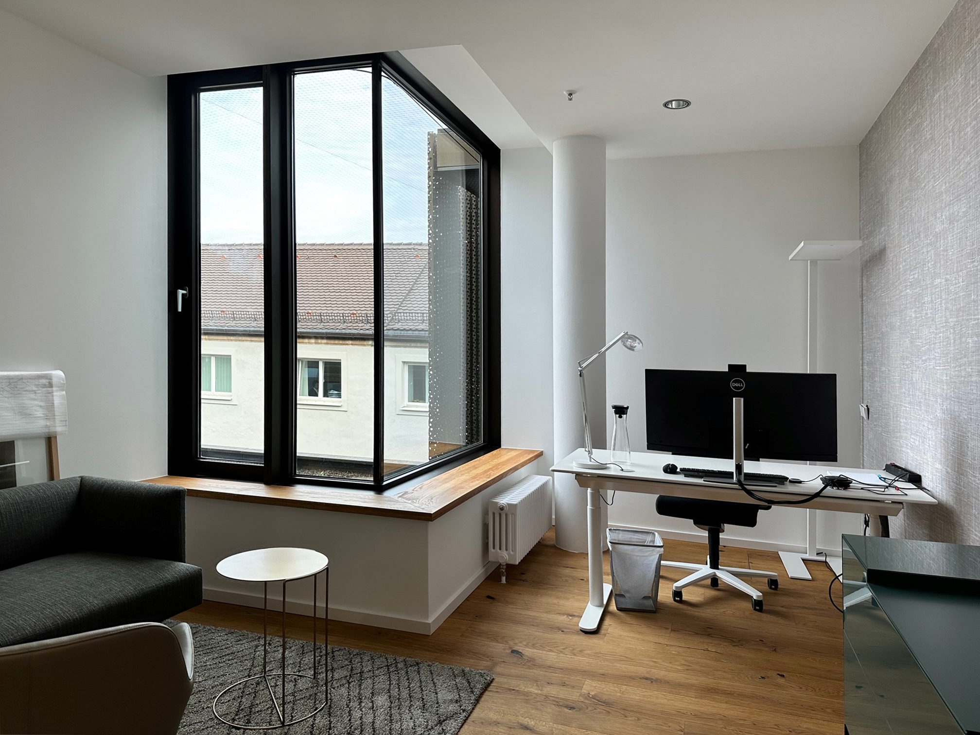 office, window, windowsill, wood, couch, desk