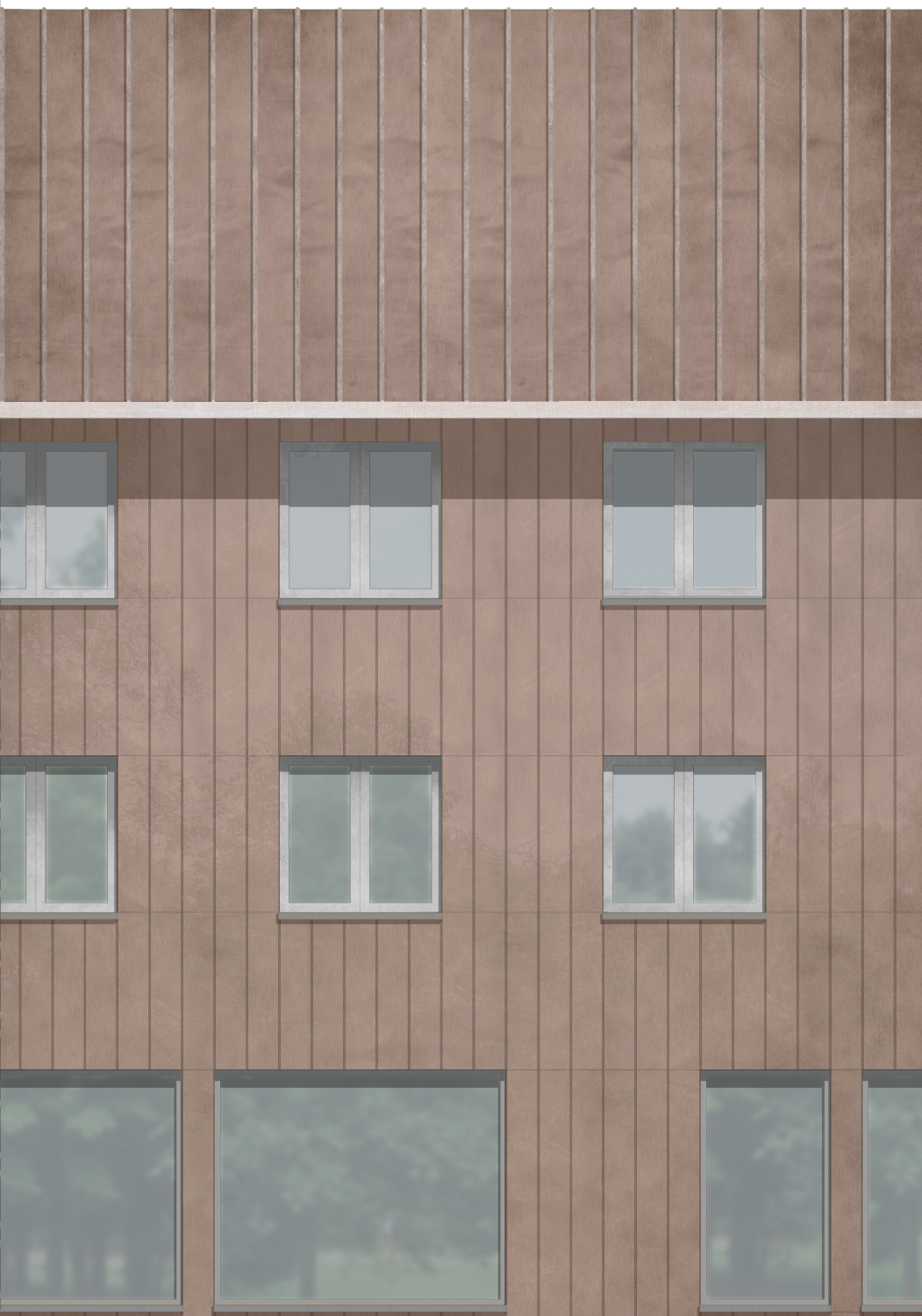 Section, visualization, Kirkel, education center, facade