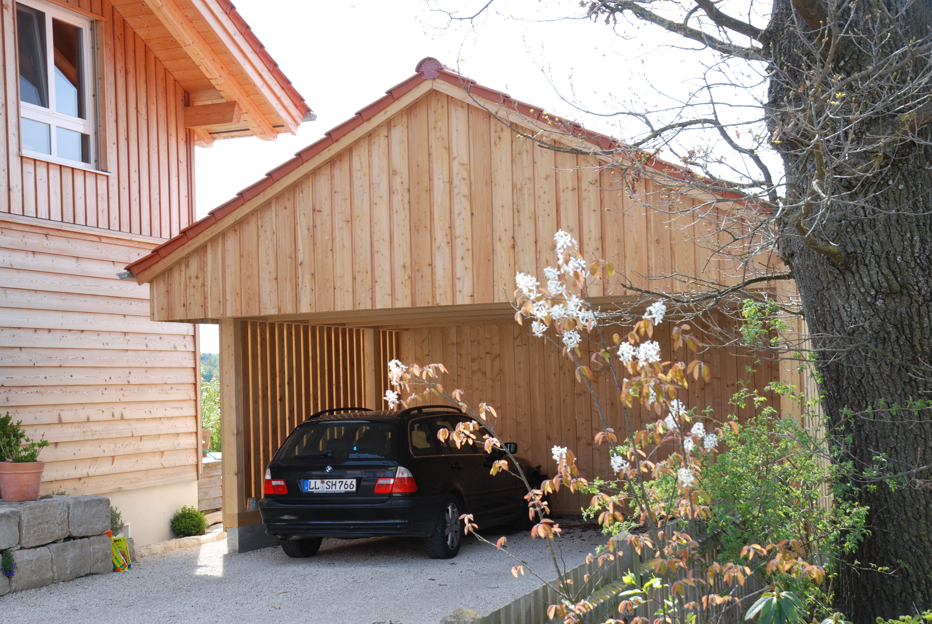 wood construction, battens, carport, shelter, wood, car, extension