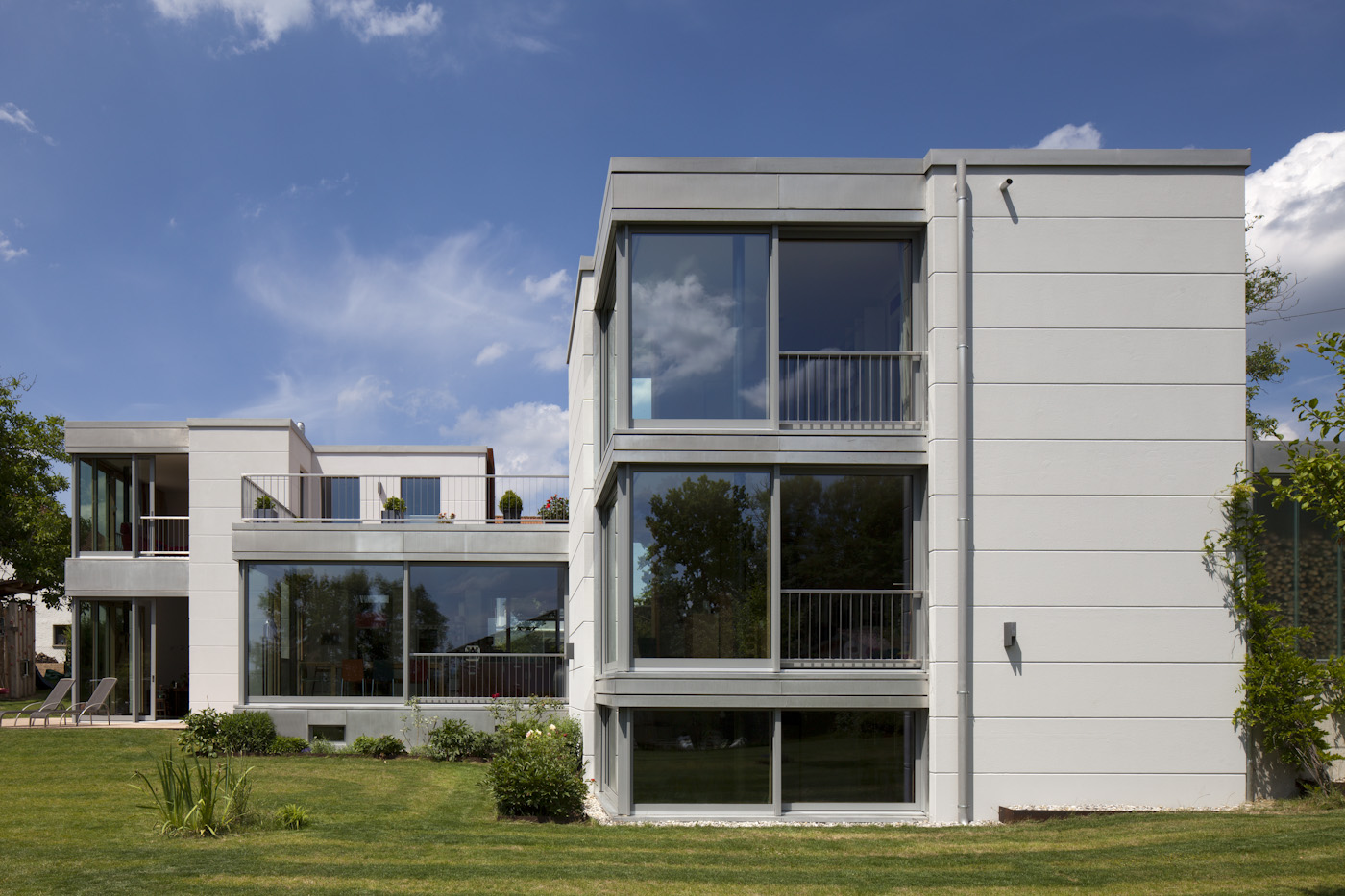 multigenerational house, schererberg, facade, window, balcony, residential house, hillside location