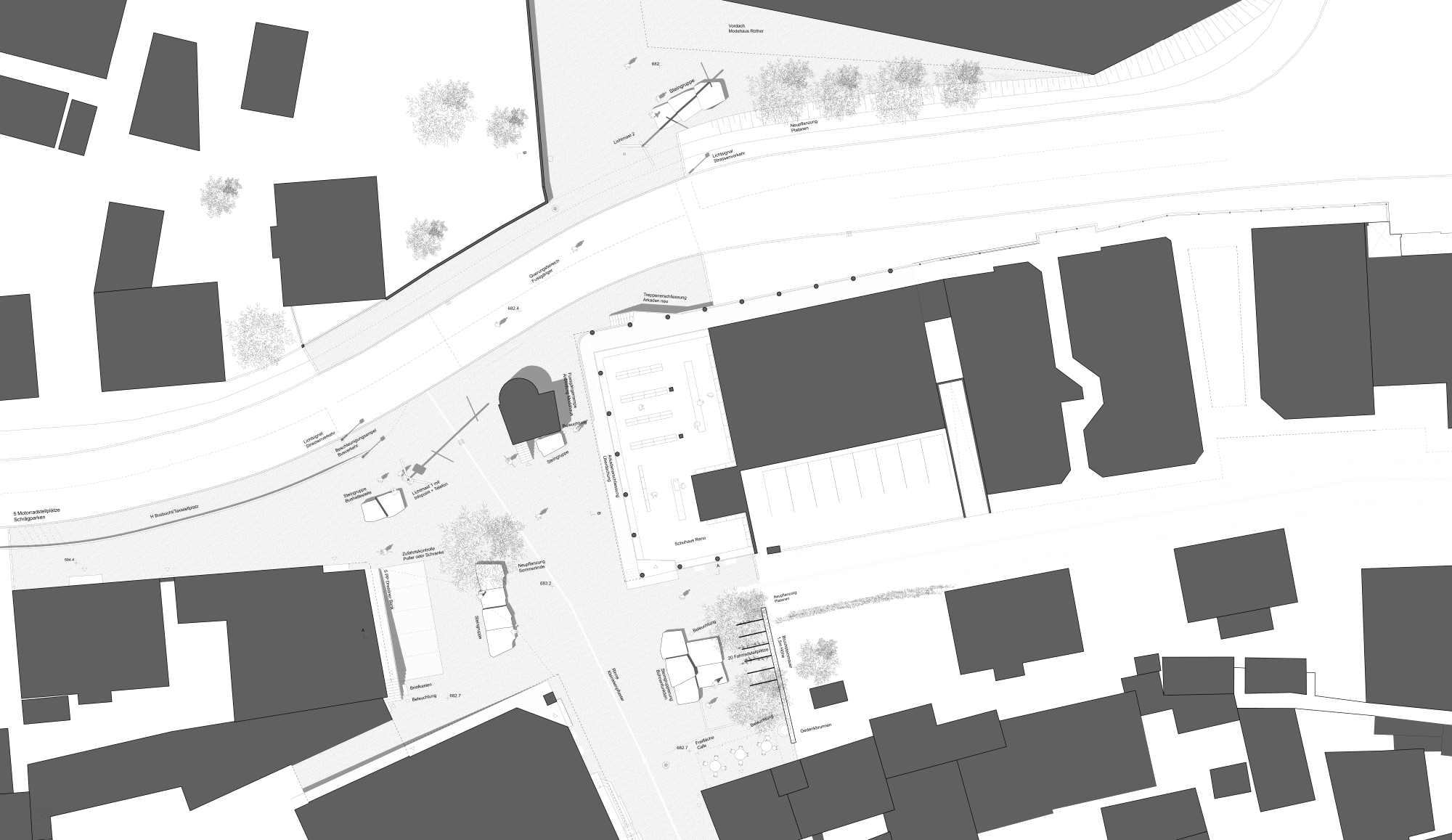 kemptner gate, perspective, houses, sketch, visualization