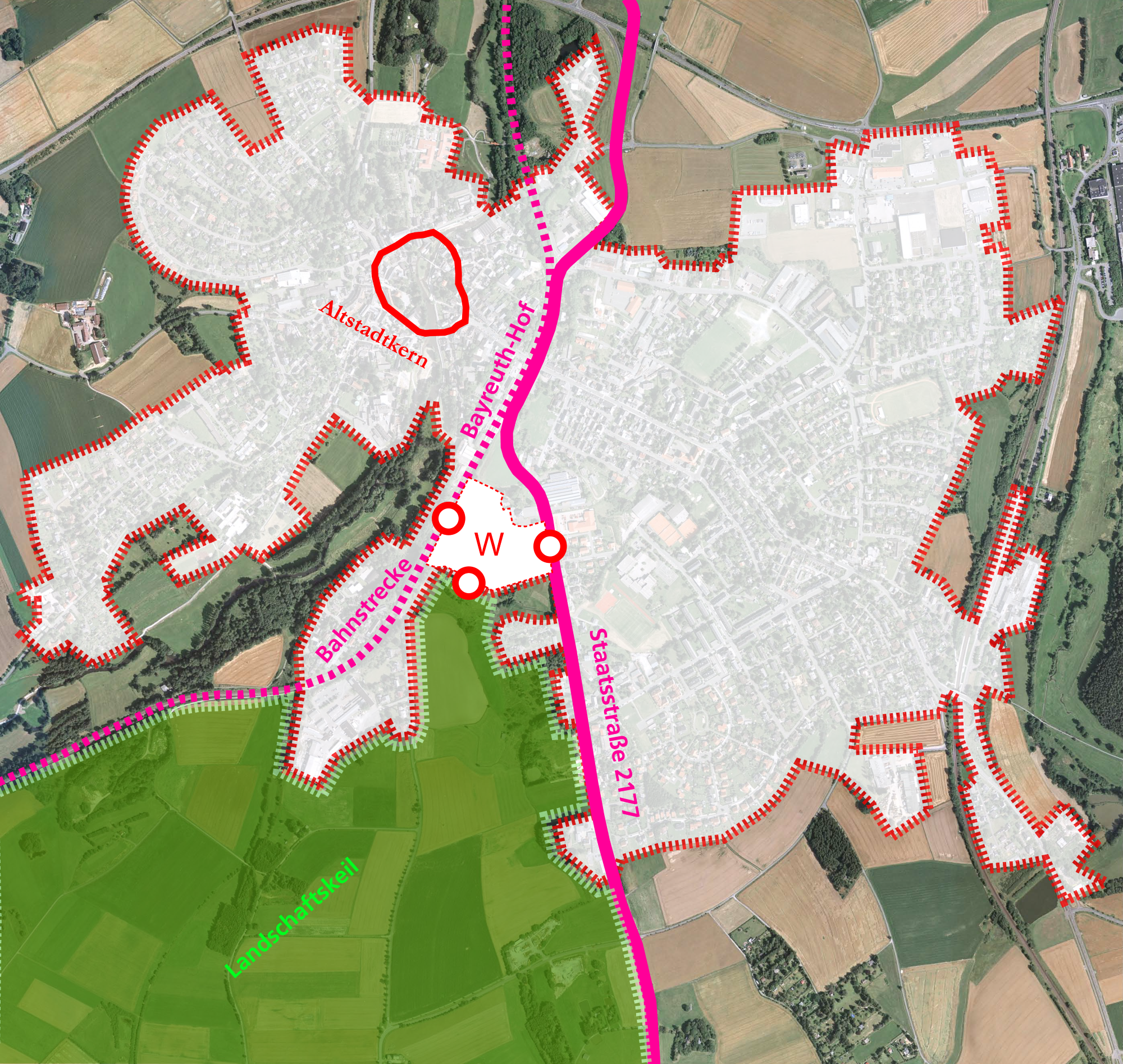 pasture, green, meadow, building, winterling, site plan, red